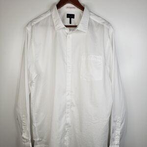 Goodman White Cotton & Spandex Button Up Casual Comfort Long Sleeve Shirt Sz XL